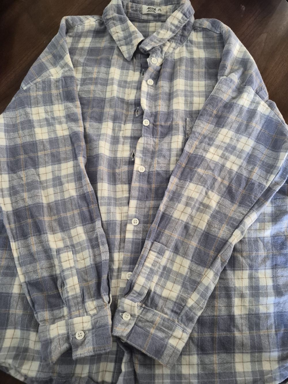 Ardene Blue and White Plaid Button-Down Shirt